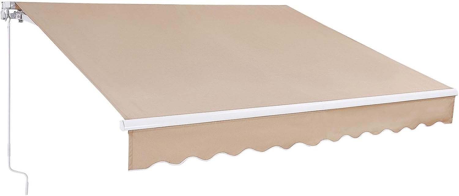 VEVOR Manual Retractable Awning, 12 x 10 ft Outdoor Patio Awning Retractable Sun Shade, Patio Door Window Water-Resistant Polyester Awning Sunshade Shelter with Crank Handle for Balcony, Backyard