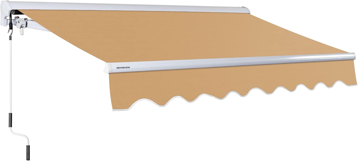 ADVANING 16'x10' Motorized Patio Retractable Awning | Luxury Series | Premium Quality, 100% Solution-Dyed European Acrylic UV Sun Shade, Color: Garden Green Stripes, EA1610-A808H2