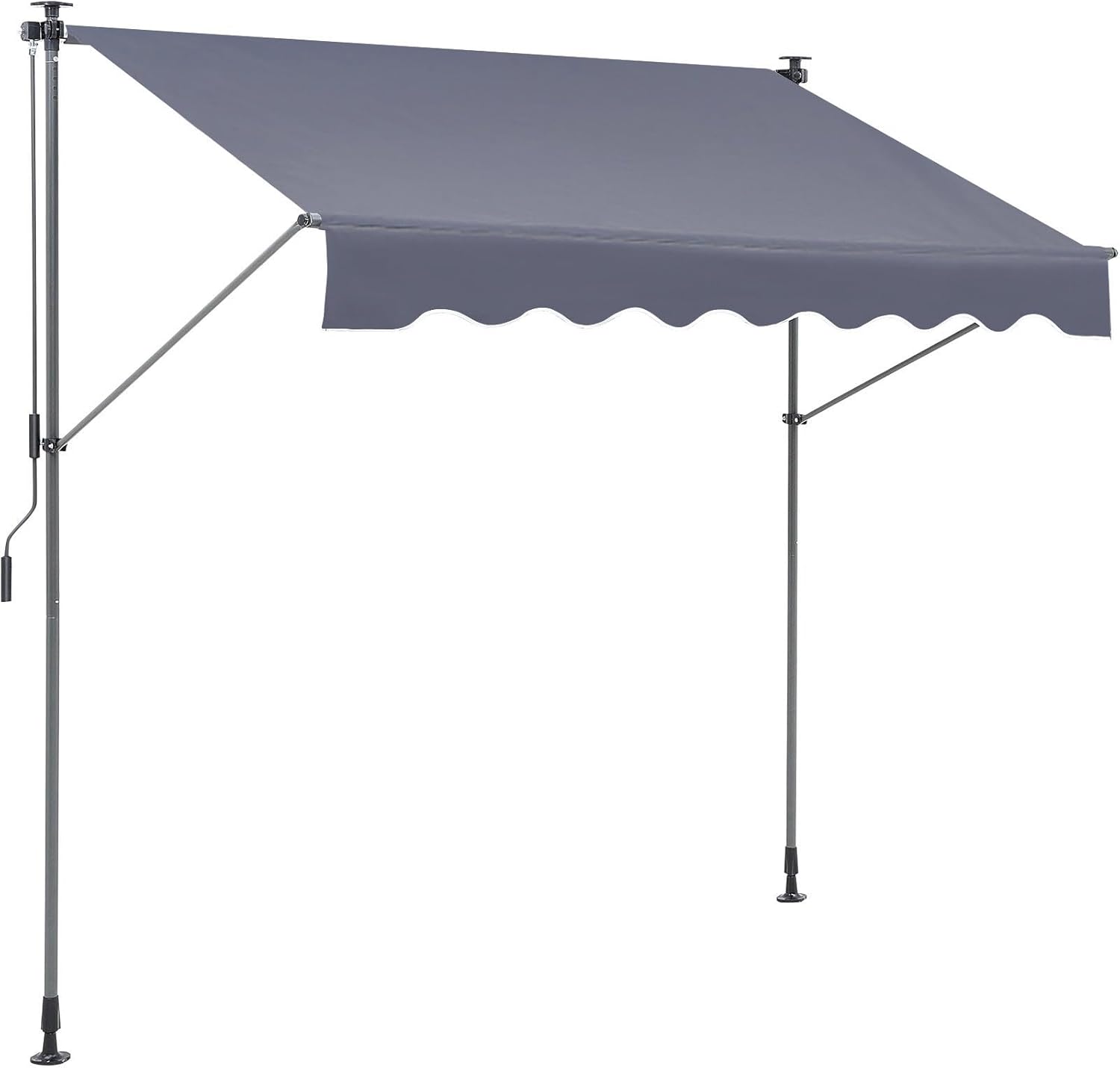 VEVOR Manual Retractable Awning, 78" Outdoor Retractable Patio Awning Sunshade Shelter, Adjustable Patio Door Window Awning Canopy with 39" Sun Shade Curtain for Backyard, Garden, Balcony, Dark Gray