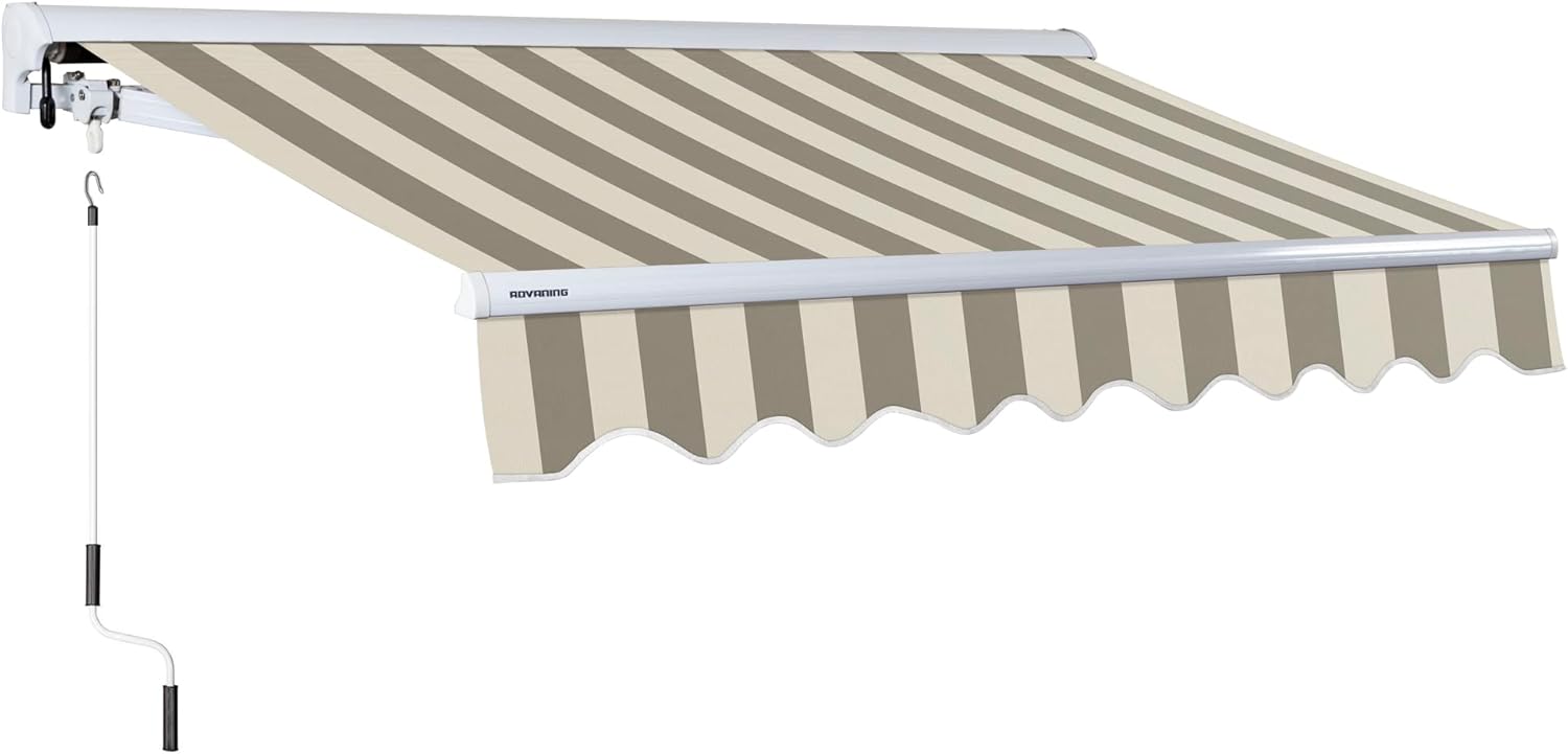 ADVANING 16'x10' Motorized Patio Retractable Awning | Luxury Series | Premium Quality, 100% Solution-Dyed European Acrylic UV Sun Shade, Color: Garden Green Stripes, EA1610-A808H2