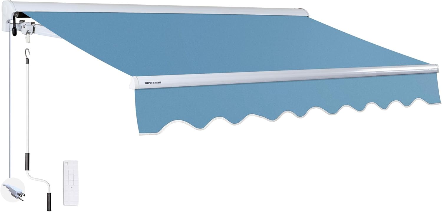 ADVANING 16'x10' Motorized Patio Retractable Awning | Luxury Series | Premium Quality, 100% Solution-Dyed European Acrylic UV Sun Shade, Color: Garden Green Stripes, EA1610-A808H2