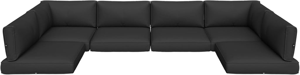 Aoxun Outdoor Replacement Cushions for Patio Furniture, Waterproof Sofa Cushion for 6-Seat Rattan Wicker Sectional Patio Conversation Sets, 14-Piece Cushions Set for L-Shape Couch, Green | Breathable Fabirc, Non-slip Bottom, Removable Cover, Bullhorn Butt
