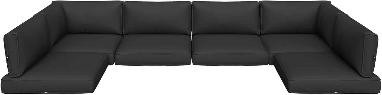 Aoxun Outdoor Replacement Cushions for Patio Furniture, Waterproof Sofa Cushion for 6-Seat Rattan Wicker Sectional Patio Conversation Sets, 14-Piece Cushions Set for L-Shape Couch, Green | Breathable Fabirc, Non-slip Bottom, Removable Cover, Bullhorn Butt