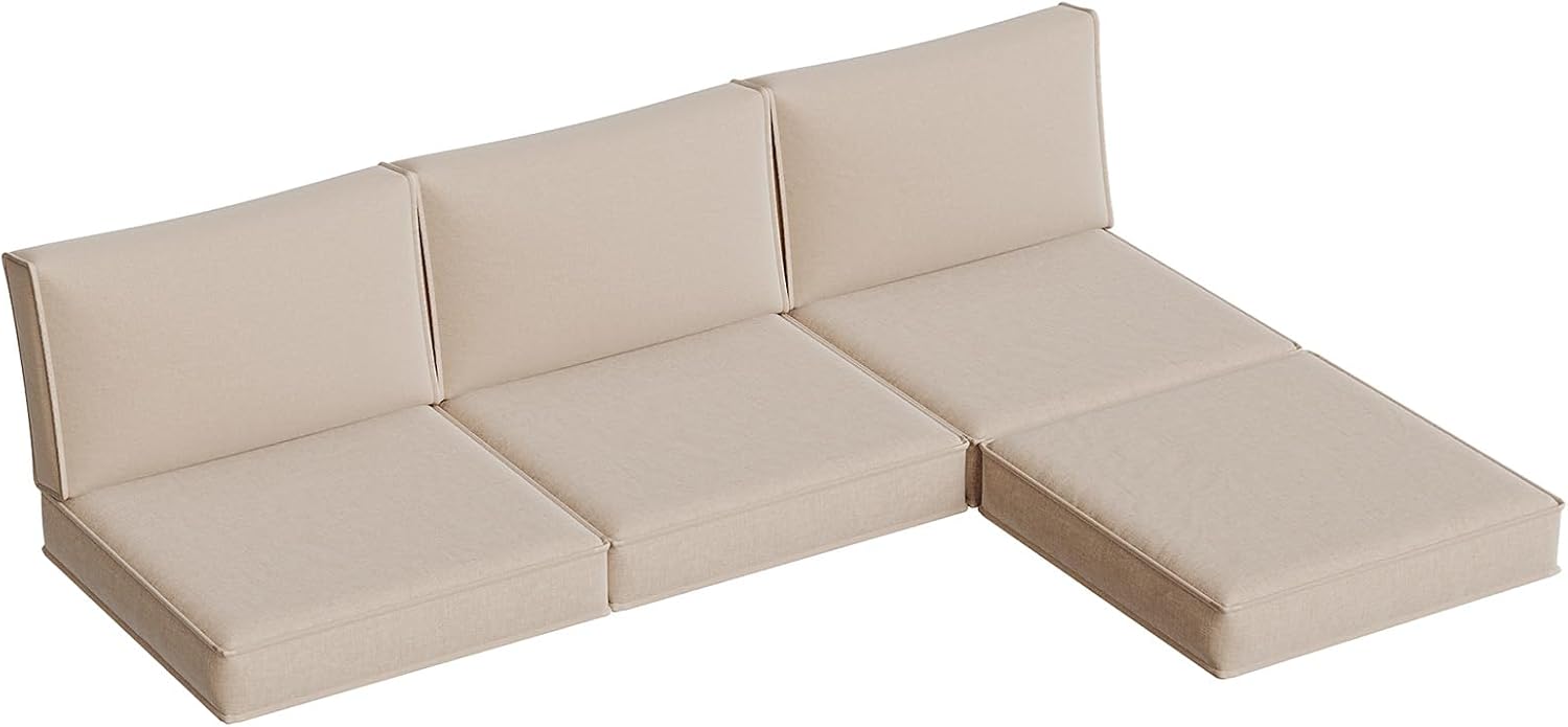 Replacement Cushions for Outdoor Furniture, 7-Piece Outdoor Cushions for Patio Furniture, Deep Seat, Waterproof & Fade Resistant Couch Cushion for 4-Seat Patio Conversation Sets, Beige