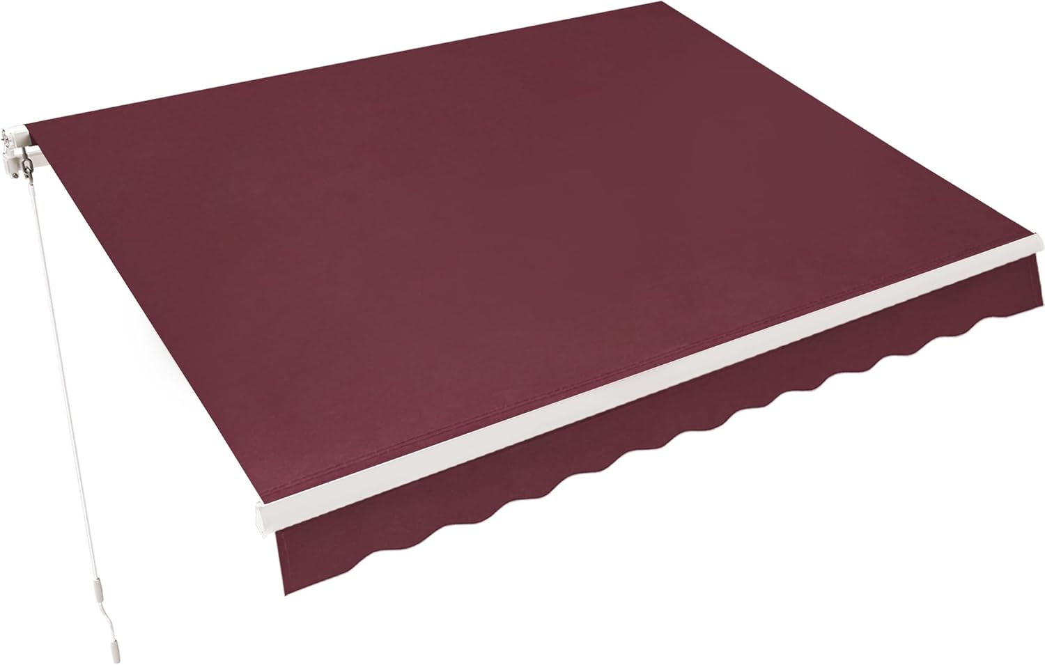 MCombo 9.9x7.8 Feet Manual Retractable Patio Door Window Awning Sunshade Shelter Outdoor Canopy,0810 (Brick Red with Beige Stripes, 9.9'(L) x 7.8'(W))