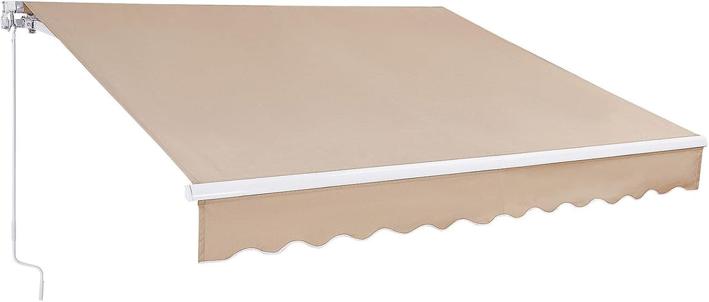 VEVOR Manual Retractable Awning, 8 x 7 ft Outdoor Patio Awning Retractable Sun Shade, Water-Resistant Polyester Patio Door Window Awning Sunshade Shelter with Crank Handle for Backyard, Balcony