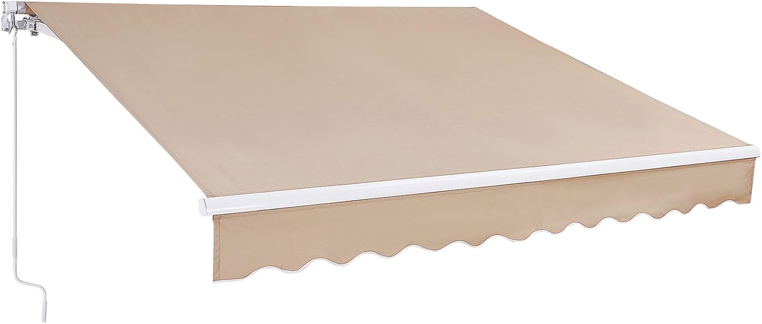 VEVOR Manual Retractable Awning, 8 x 7 ft Outdoor Patio Awning Retractable Sun Shade, Water-Resistant Polyester Patio Door Window Awning Sunshade Shelter with Crank Handle for Backyard, Balcony