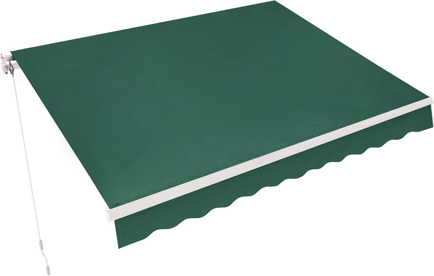 MCombo 9.9x7.8 Feet Manual Retractable Patio Door Window Awning Sunshade Shelter Outdoor Canopy,0810 (Green with White Stripes, 9.9'(L) x 7.8'(W))