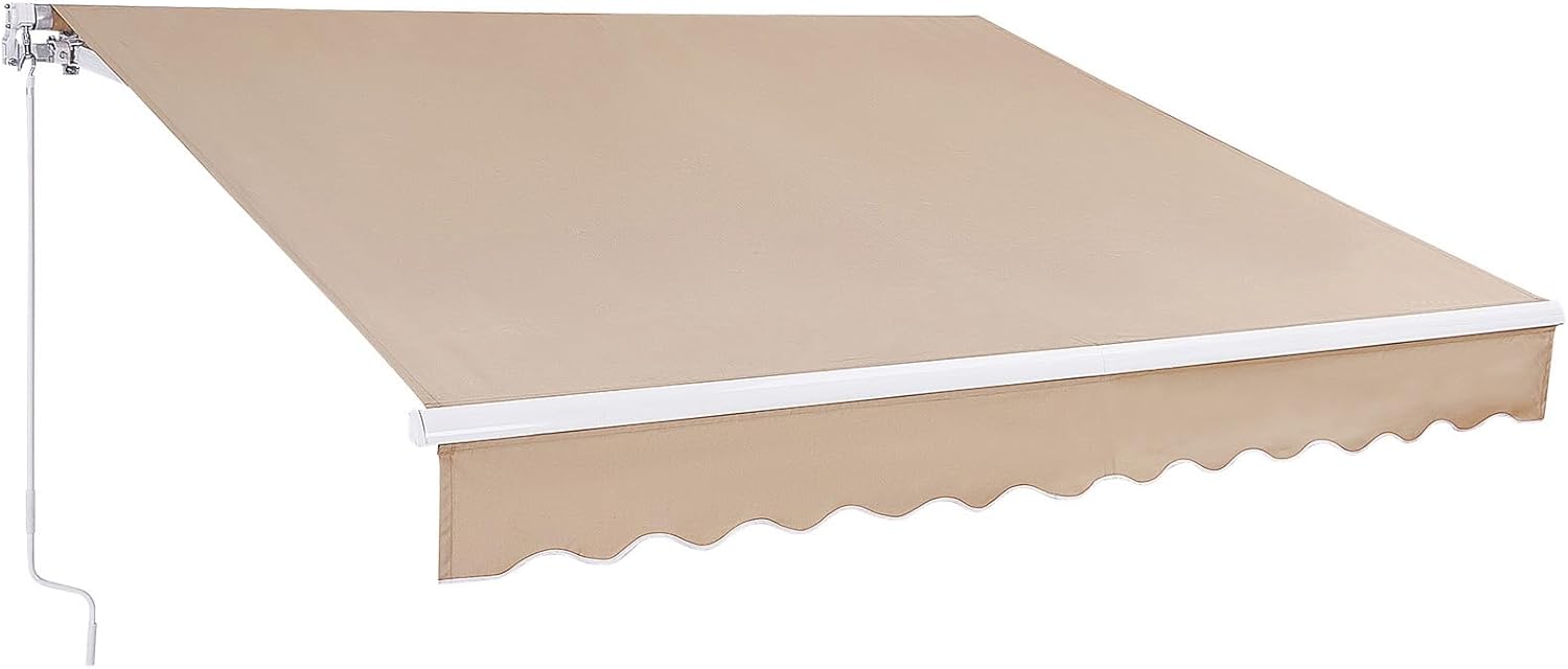 VEVOR Manual Retractable Awning, 8 x 7 ft Outdoor Patio Awning Retractable Sun Shade, Water-Resistant Polyester Patio Door Window Awning Sunshade Shelter with Crank Handle for Backyard, Balcony