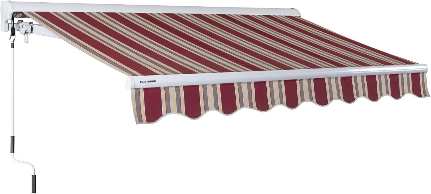 ADVANING 16'x10' Motorized Patio Retractable Awning | Luxury Series | Premium Quality, 100% Solution-Dyed European Acrylic UV Sun Shade, Color: Garden Green Stripes, EA1610-A808H2