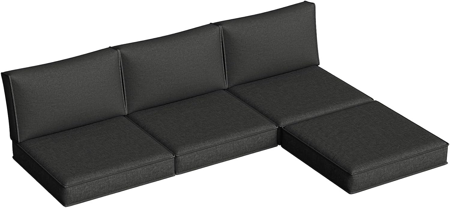 Replacement Cushions for Outdoor Furniture, 7-Piece Outdoor Cushions for Patio Furniture, Deep Seat, Waterproof & Fade Resistant Couch Cushion for 4-Seat Patio Conversation Sets, Beige