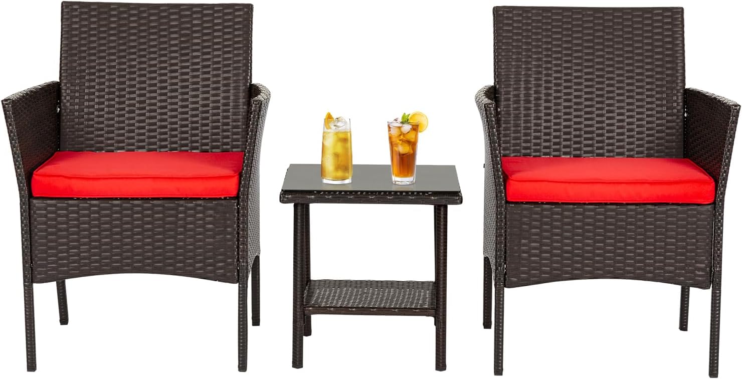 FDW | 4-Piece Patio Furniture Set | Black | Outdoor Wicker Furniture with Coffee Table | Modern Rattan Chairs Conversation Set | Outdoor Seating | Weather-Resistant | for Porch, Garden, Lawn