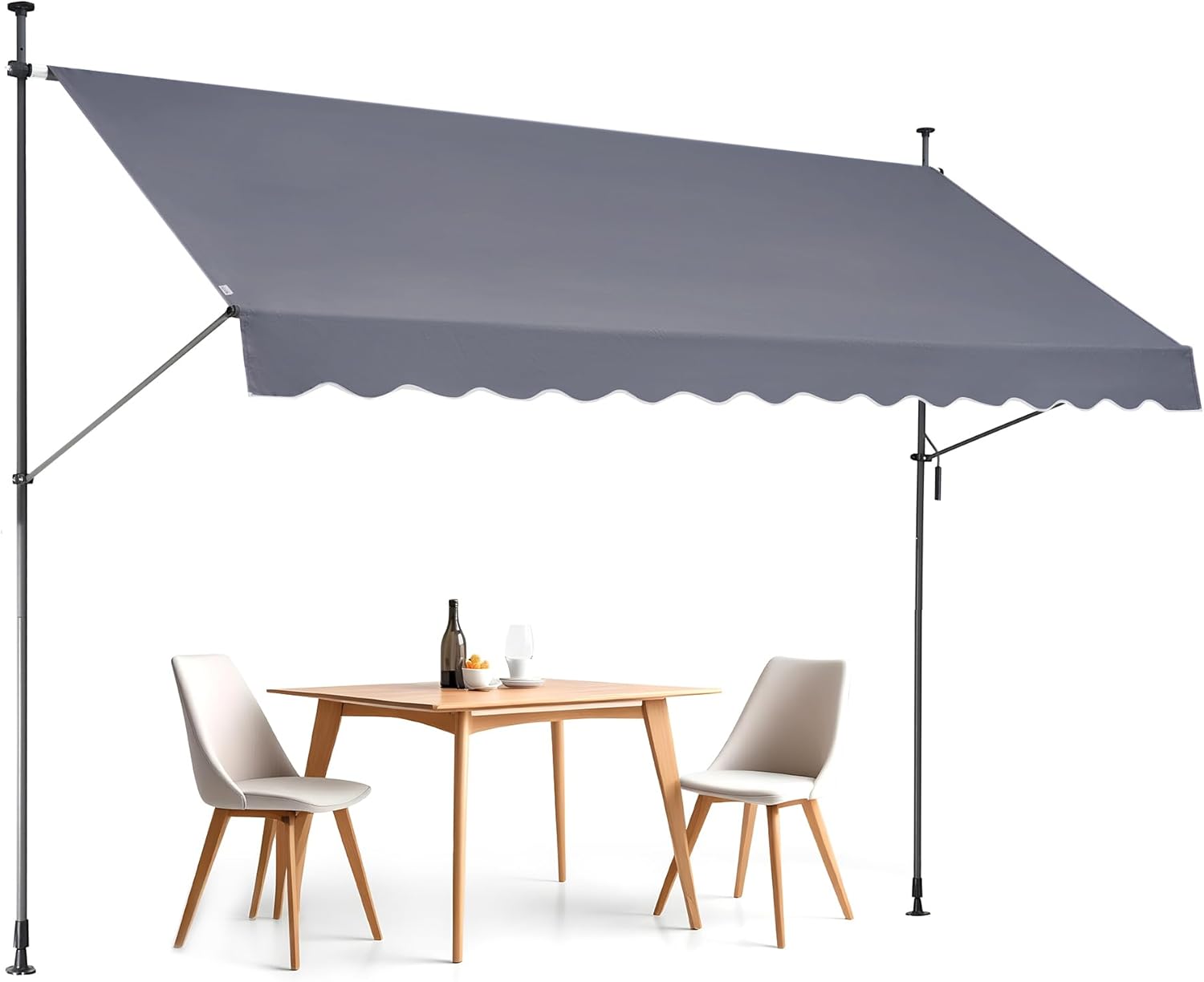VEVOR Manual Retractable Awning, 78" Outdoor Retractable Patio Awning Sunshade Shelter, Adjustable Patio Door Window Awning Canopy with 39" Sun Shade Curtain for Backyard, Garden, Balcony, Dark Gray