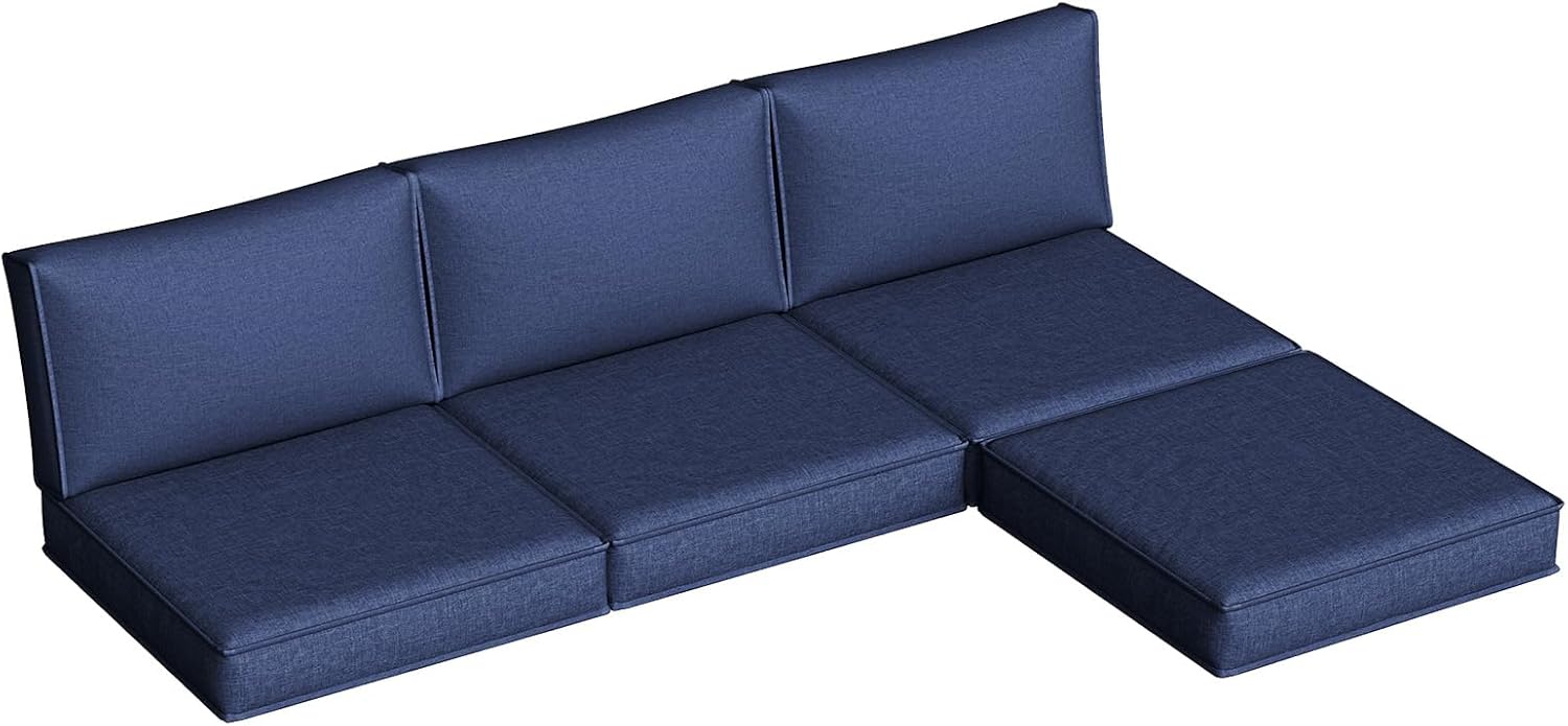 Replacement Cushions for Outdoor Furniture, 7-Piece Outdoor Cushions for Patio Furniture, Deep Seat, Waterproof & Fade Resistant Couch Cushion for 4-Seat Patio Conversation Sets, Beige