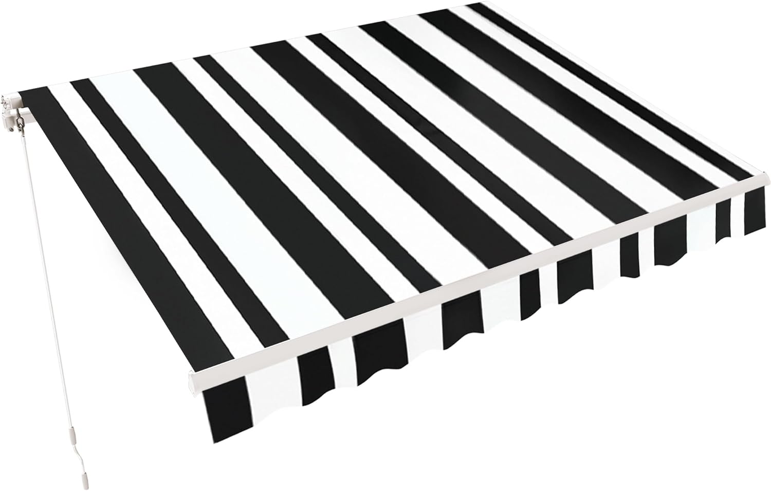 MCombo 9.9x7.8 Feet Manual Retractable Patio Door Window Awning Sunshade Shelter Outdoor Canopy,0810 (Green with White Stripes, 9.9'(L) x 7.8'(W))