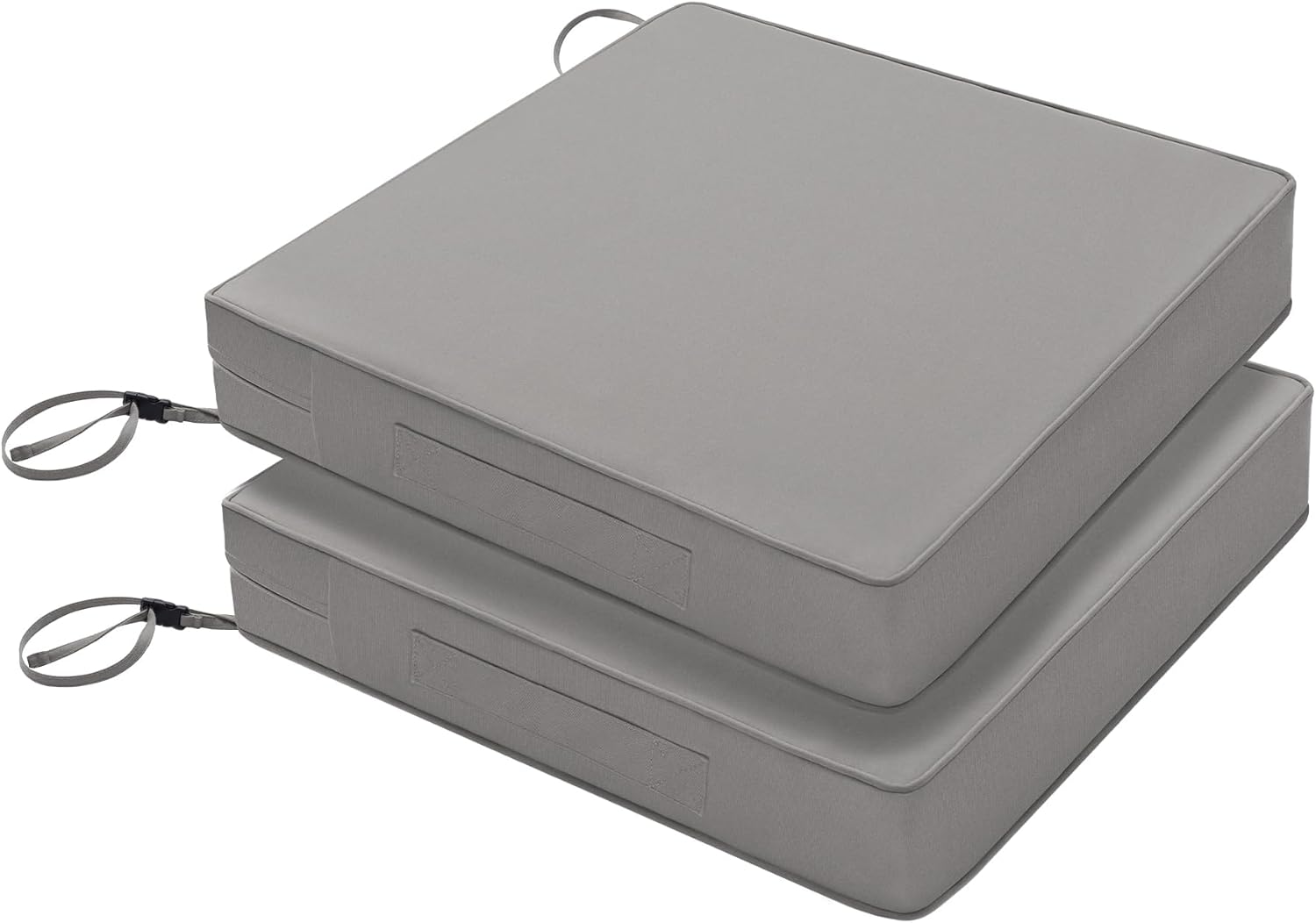 Favoyard Patio Chair Cushions 19 x 19 x 3 Inch Waterproof Outdoor Seat Cushions for Patio Furniture 3-Year Color Fastness Garden Sofa Couch Chair Pads with Handle & Adjustable Straps Set of 2, Beige