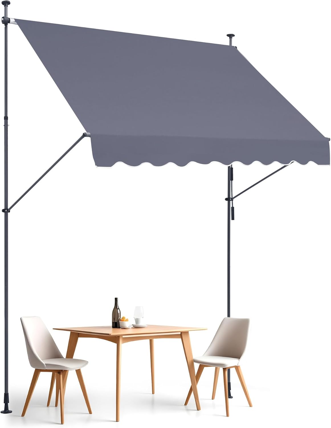 VEVOR Manual Retractable Awning, 78" Outdoor Retractable Patio Awning Sunshade Shelter, Adjustable Patio Door Window Awning Canopy with 39" Sun Shade Curtain for Backyard, Garden, Balcony, Dark Gray