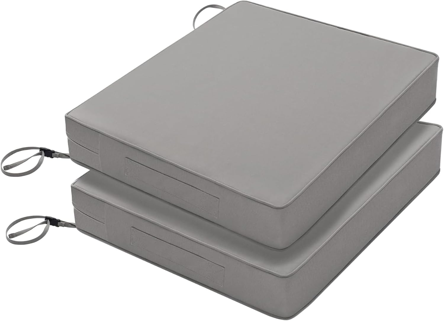 Favoyard Patio Chair Cushions 19 x 19 x 3 Inch Waterproof Outdoor Seat Cushions for Patio Furniture 3-Year Color Fastness Garden Sofa Couch Chair Pads with Handle & Adjustable Straps Set of 2, Beige