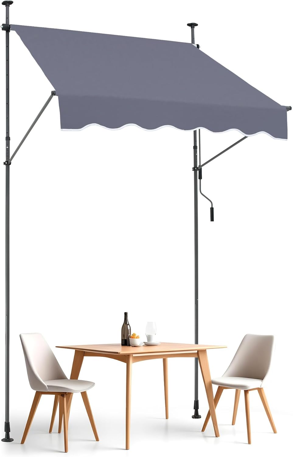 VEVOR Manual Retractable Awning, 78" Outdoor Retractable Patio Awning Sunshade Shelter, Adjustable Patio Door Window Awning Canopy with 39" Sun Shade Curtain for Backyard, Garden, Balcony, Dark Gray