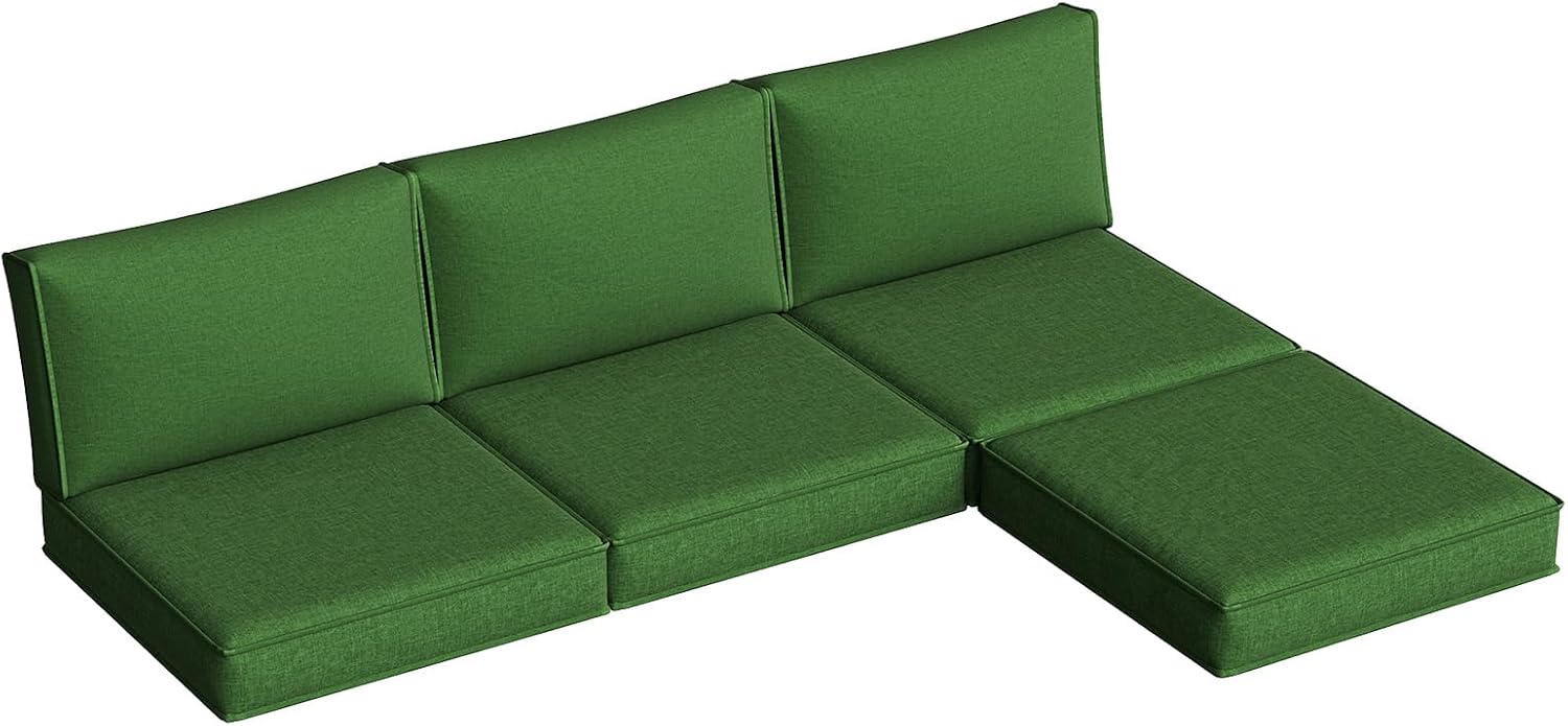 Replacement Cushions for Outdoor Furniture, 7-Piece Outdoor Cushions for Patio Furniture, Deep Seat, Waterproof & Fade Resistant Couch Cushion for 4-Seat Patio Conversation Sets, Beige