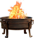 36 Inch Fire Pit with Grill & Lid, Fireplace & Round Table & BBQ 3 in 1 Fire Pit,Heavy Duty Wood Burning Fire Pits for Outside with Fire Poker, Waterproof Cover & Log Grate