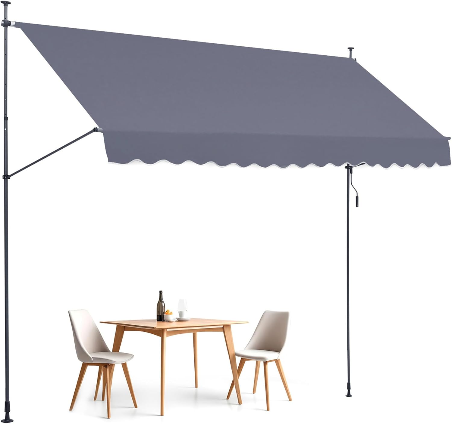 VEVOR Manual Retractable Awning, 78" Outdoor Retractable Patio Awning Sunshade Shelter, Adjustable Patio Door Window Awning Canopy with 39" Sun Shade Curtain for Backyard, Garden, Balcony, Dark Gray