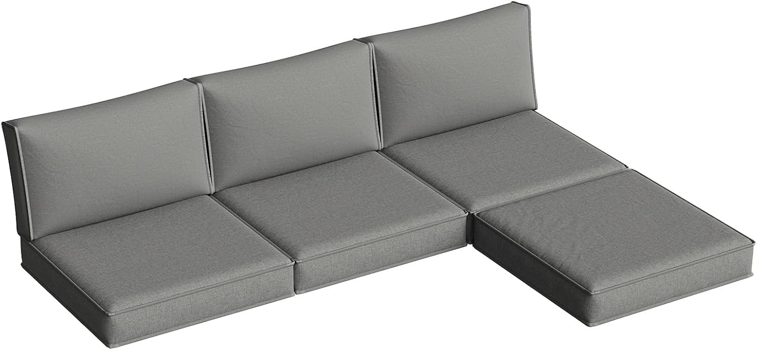 Replacement Cushions for Outdoor Furniture, 7-Piece Outdoor Cushions for Patio Furniture, Deep Seat, Waterproof & Fade Resistant Couch Cushion for 4-Seat Patio Conversation Sets, Beige