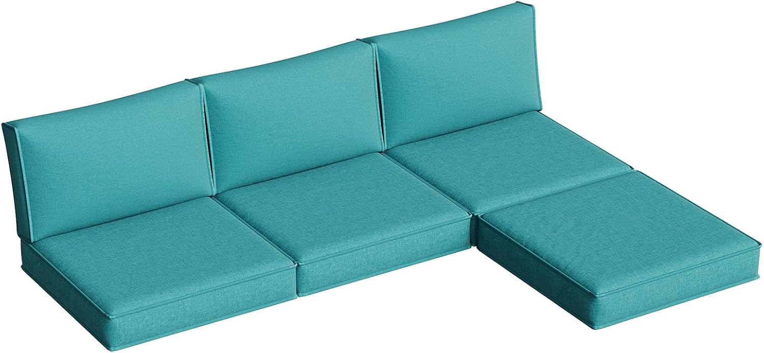 Replacement Cushions for Outdoor Furniture, 7-Piece Outdoor Cushions for Patio Furniture, Deep Seat, Waterproof & Fade Resistant Couch Cushion for 4-Seat Patio Conversation Sets, Beige