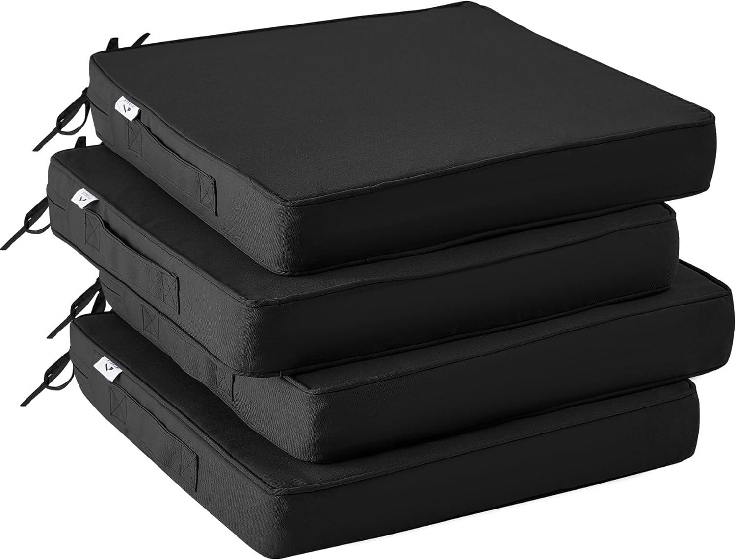 Outdoor Chair Cushions Set of 4 -Waterproof Outdoor Seat Cushions for Patio Furniture, Patio Chair Cushion with Handle and Ties, Square Out Door Chair Pads,19" x 19" x 3", Navy Blue