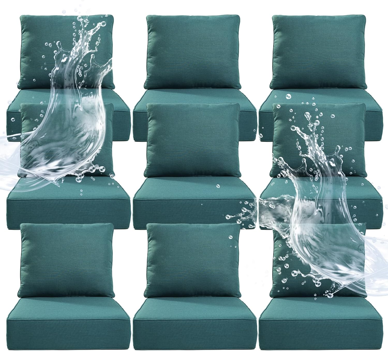 6" Thicker Outdoor Chair Cushion 5 Sets - 24" *24" *6" Waterproof Patio Furniture Cushions with Removable Cover, 28D High Density Sponge Filling Thicken Outdoor Patio Cushions - Beige