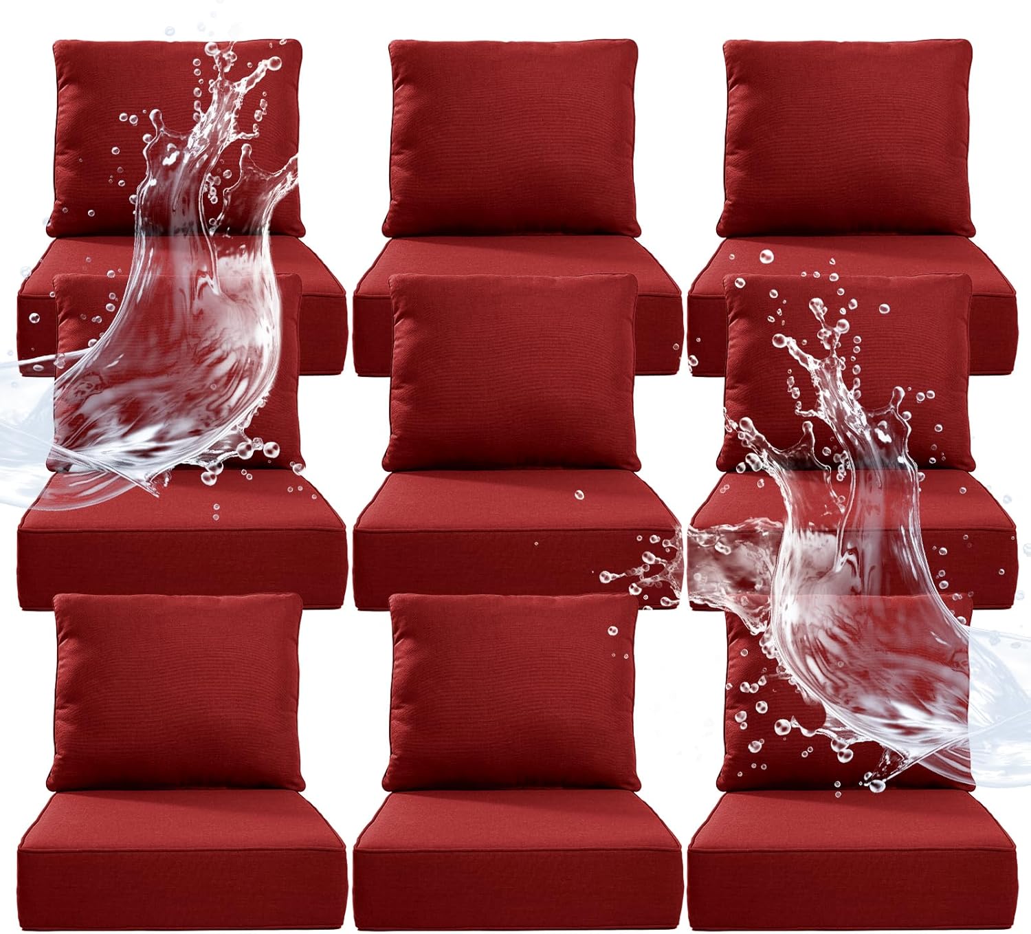 6" Thicker Outdoor Chair Cushion 5 Sets - 24" *24" *6" Waterproof Patio Furniture Cushions with Removable Cover, 28D High Density Sponge Filling Thicken Outdoor Patio Cushions - Beige