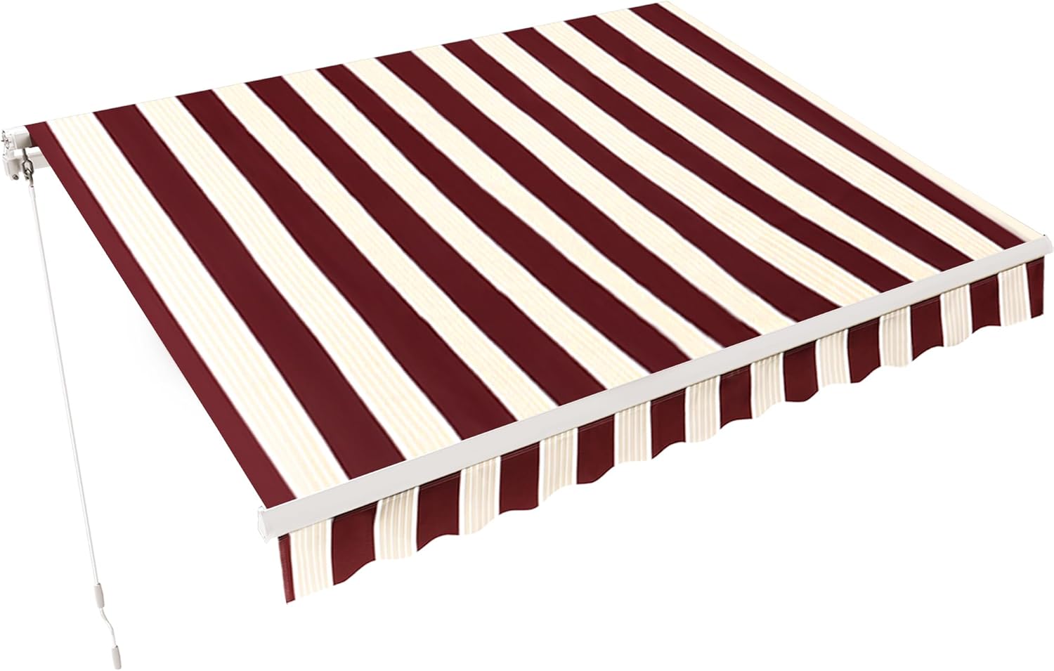 MCombo 9.9x7.8 Feet Manual Retractable Patio Door Window Awning Sunshade Shelter Outdoor Canopy,0810 (Brick Red with Beige Stripes, 9.9'(L) x 7.8'(W))