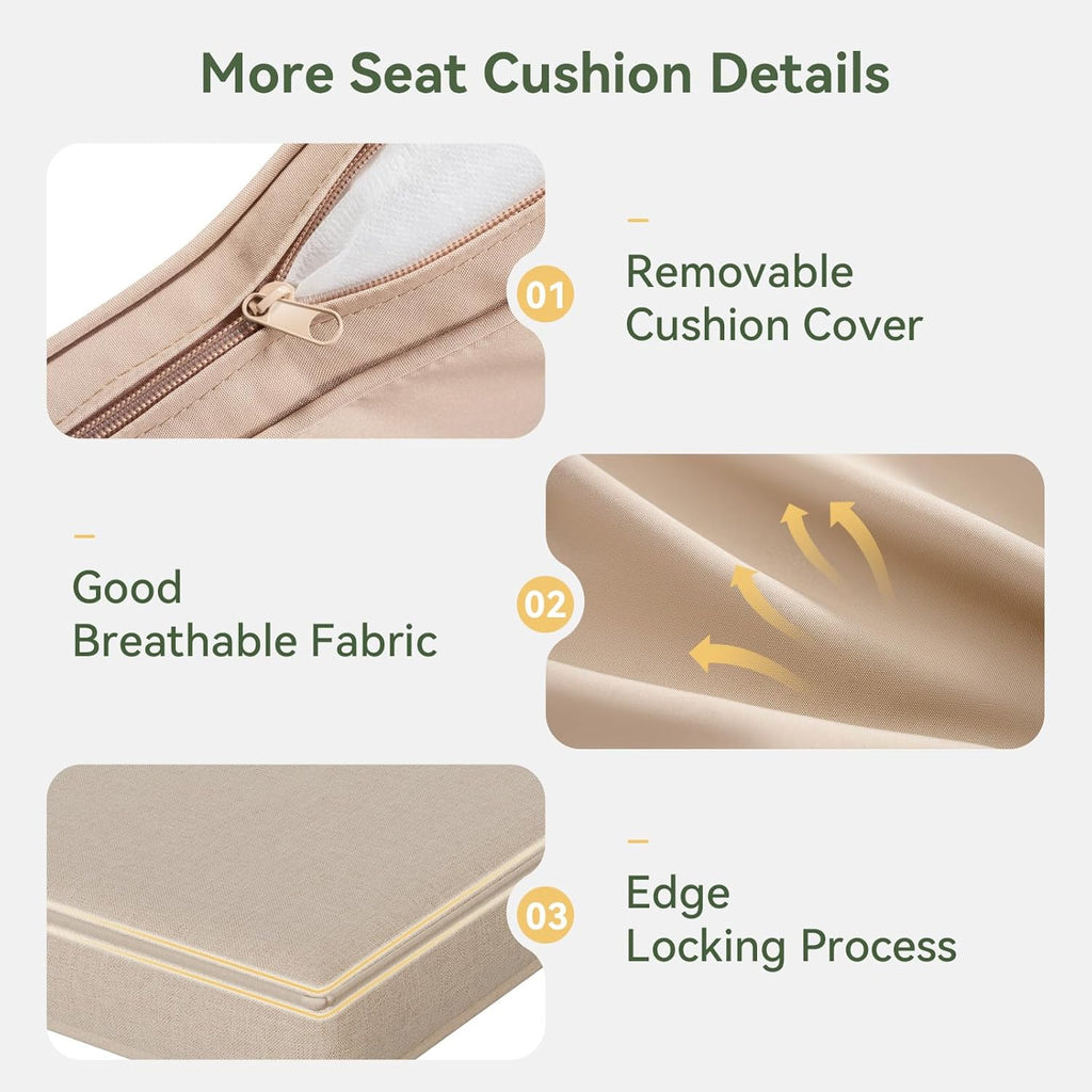 Replacement Cushions for Outdoor Furniture, 7-Piece Outdoor Cushions for Patio Furniture, Deep Seat, Waterproof & Fade Resistant Couch Cushion for 4-Seat Patio Conversation Sets, Beige