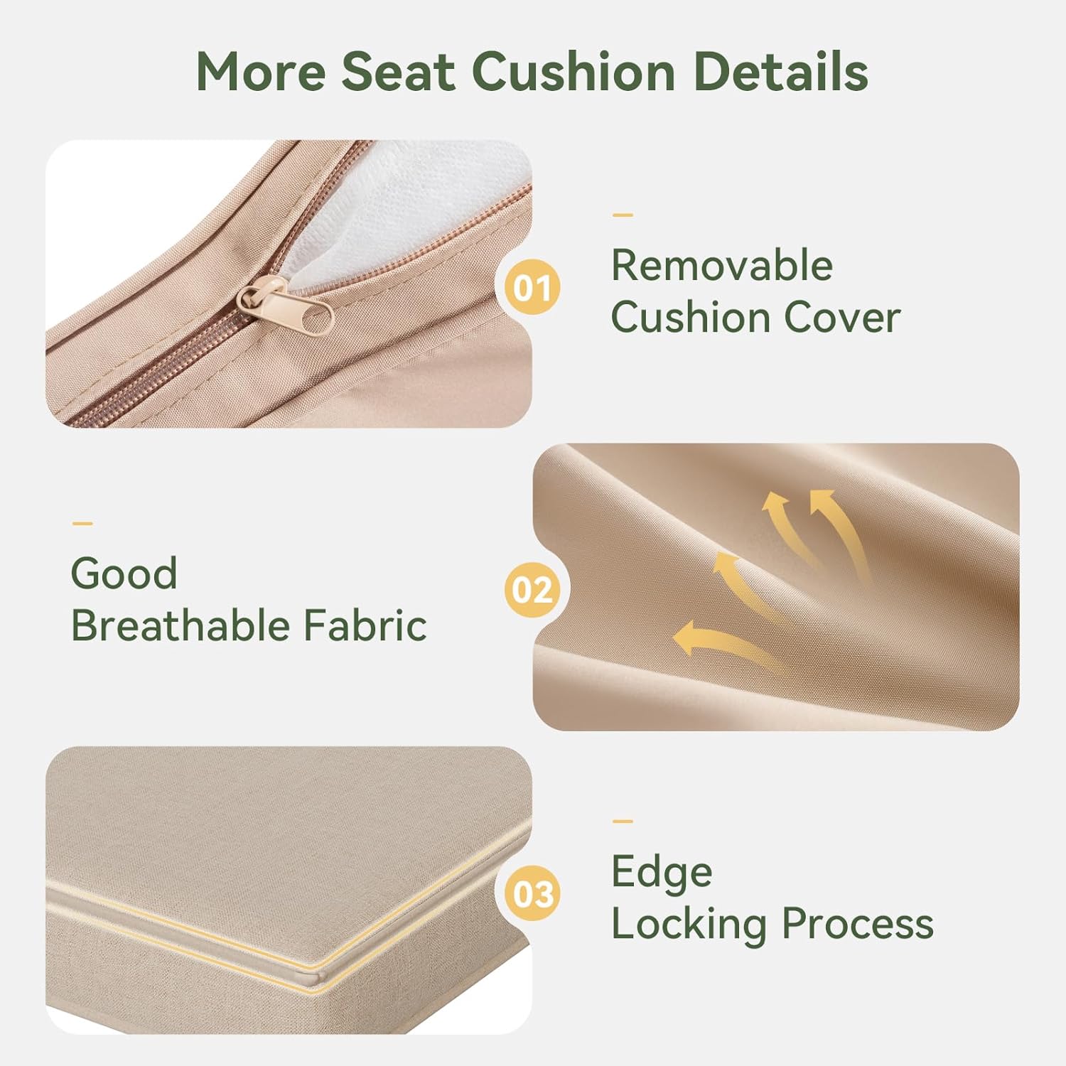 Replacement Cushions for Outdoor Furniture, 7-Piece Outdoor Cushions for Patio Furniture, Deep Seat, Waterproof & Fade Resistant Couch Cushion for 4-Seat Patio Conversation Sets, Beige