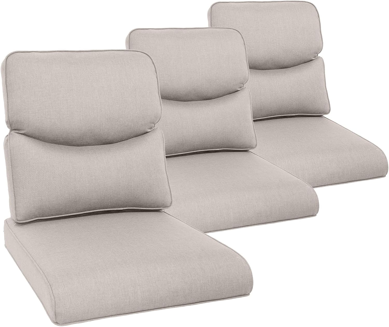 Outdoor Chair Cushions Set of 3, Waterproof 24x24 Patio Chair Cushion, 6" Thickened Seat Cushion for Outdoor Furniture, Couch Cushion Replacement, Include 3 Back & 3 Seat Cushions, Thick/Beige