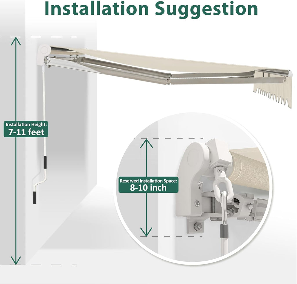 MCombo Patio Awning 10x8 Feet Sunshade Canopy for Manual Retractable Awnings, 4627 (Beige, 10x8ft)