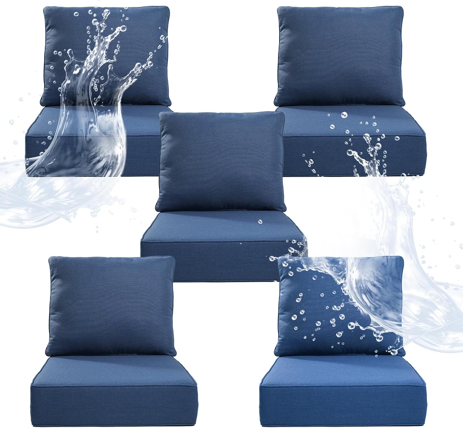 6" Thicker Outdoor Chair Cushion 2 Sets - 24" *24" *6" Waterproof Patio Furniture Cushions with Removable Cover, 28D High Density Sponge Filling Thicken Outdoor Patio Cushions - Beige