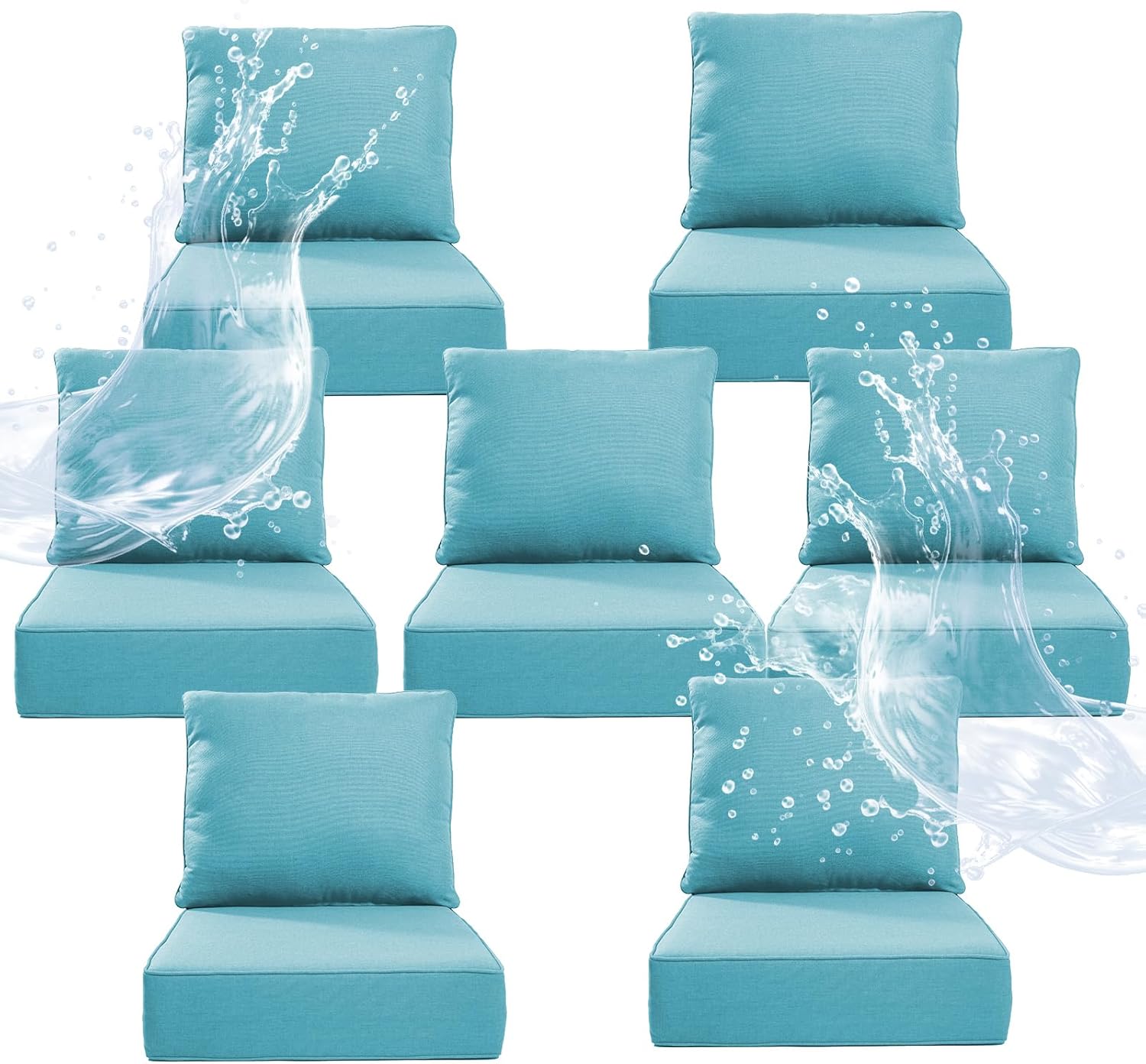 6" Thicker Outdoor Chair Cushion 2 Sets - 24" *24" *6" Waterproof Patio Furniture Cushions with Removable Cover, 28D High Density Sponge Filling Thicken Outdoor Patio Cushions - Beige