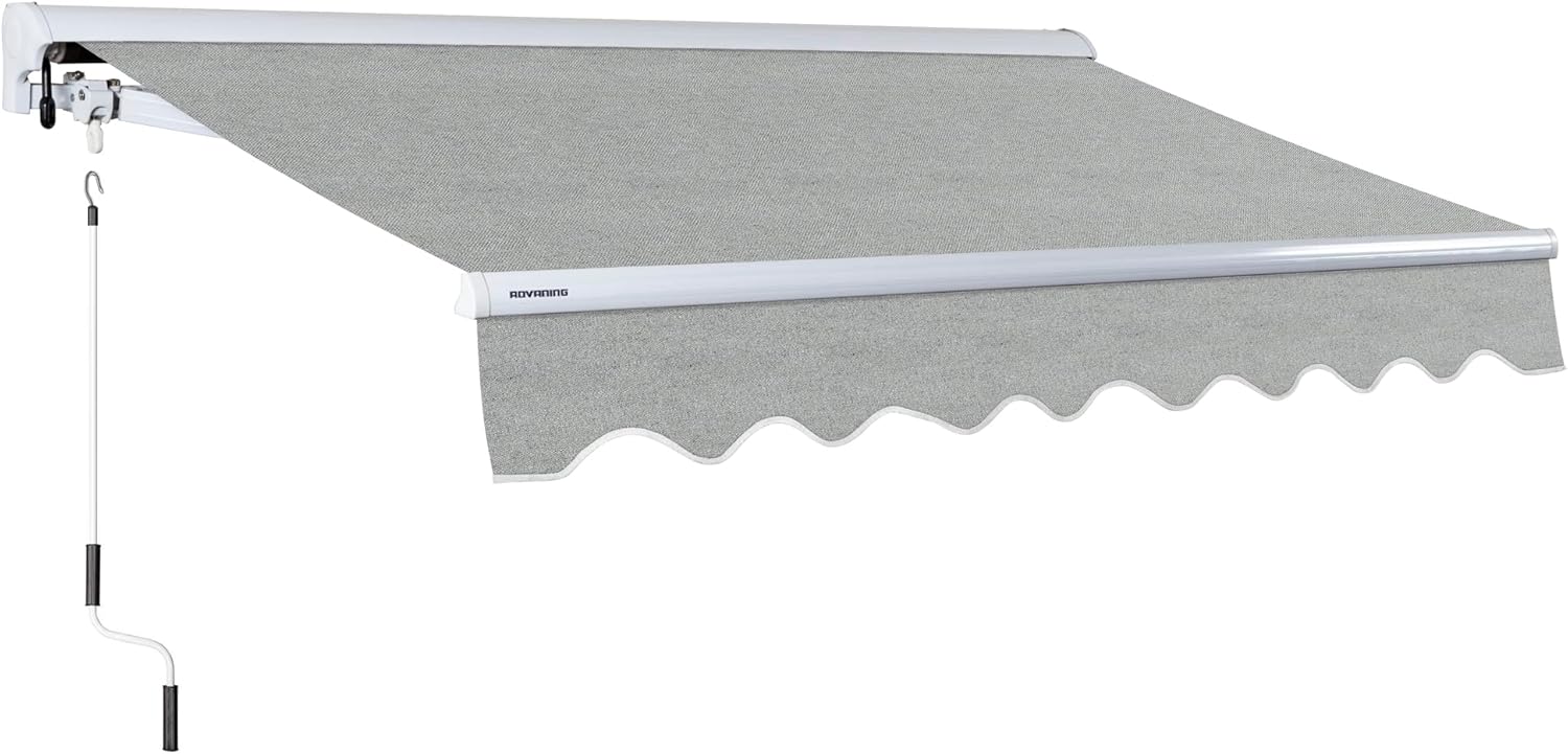 ADVANING 16'x10' Motorized Patio Retractable Awning | Luxury Series | Premium Quality, 100% Solution-Dyed European Acrylic UV Sun Shade, Color: Garden Green Stripes, EA1610-A808H2