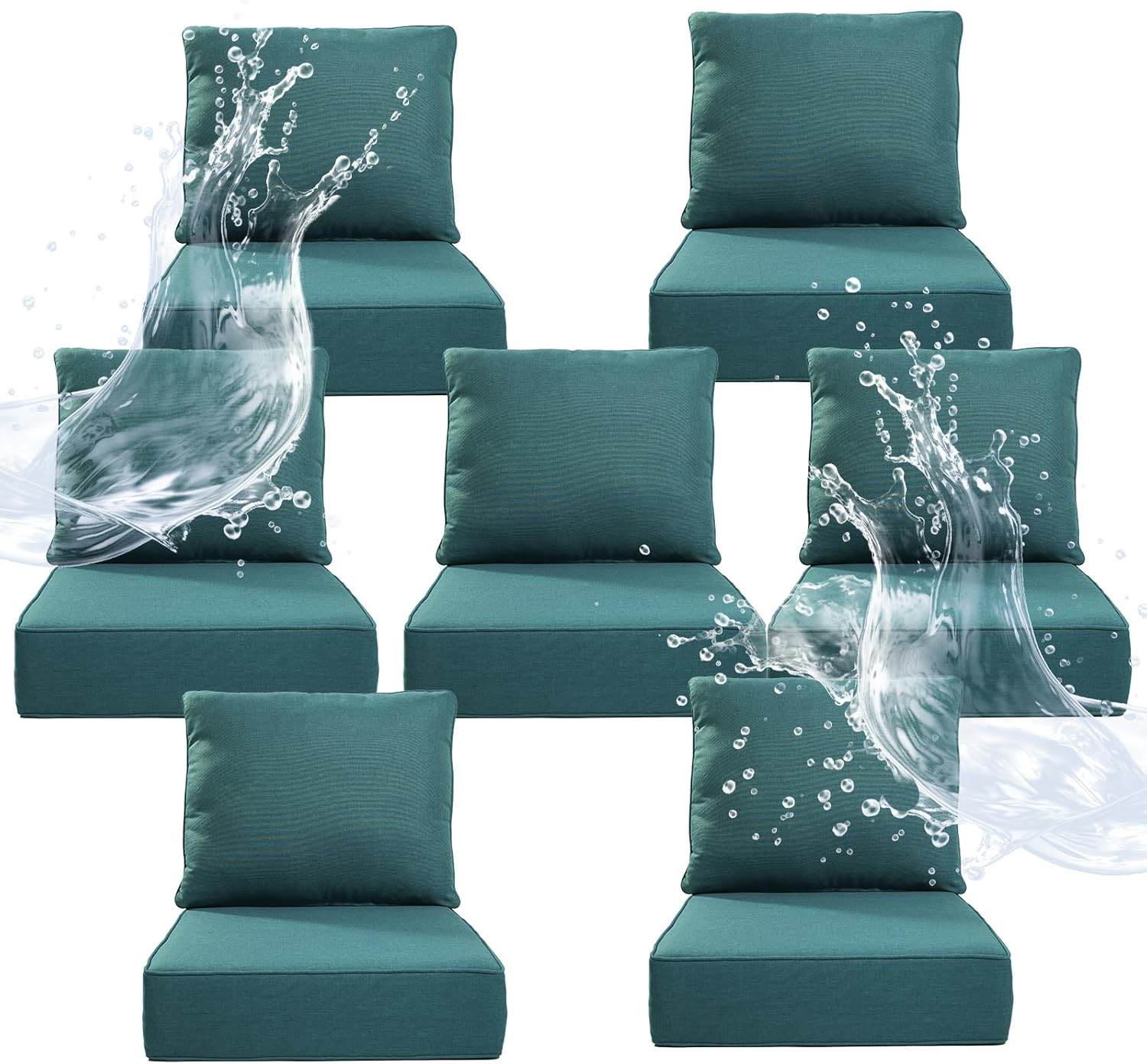 6" Thicker Outdoor Chair Cushion 2 Sets - 24" *24" *6" Waterproof Patio Furniture Cushions with Removable Cover, 28D High Density Sponge Filling Thicken Outdoor Patio Cushions - Beige