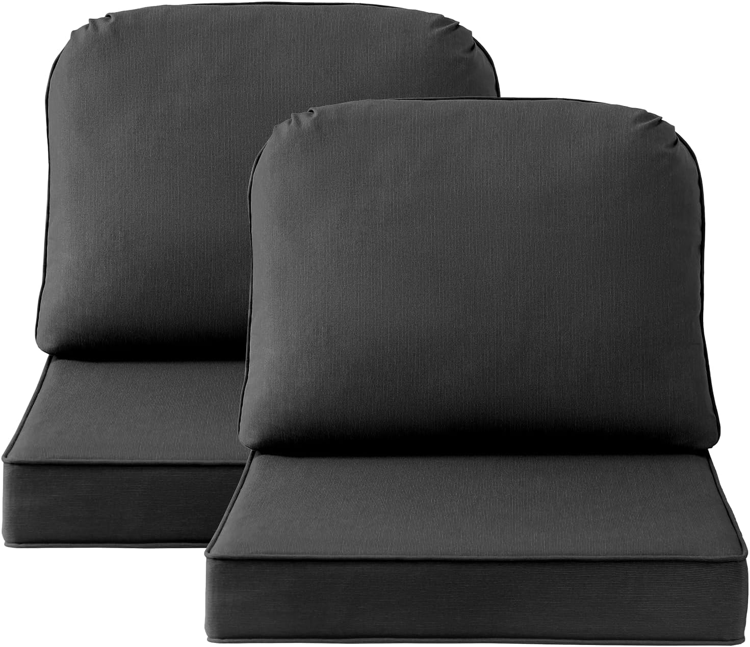 Outdoor Cushions for Patio Furniture Set of 2, 24"x24" Water Repellent Chair Cushions Removable Seat Bottom & Back Cushion Covers for Chair, Sofa, Couch, Beige Brown Stripe