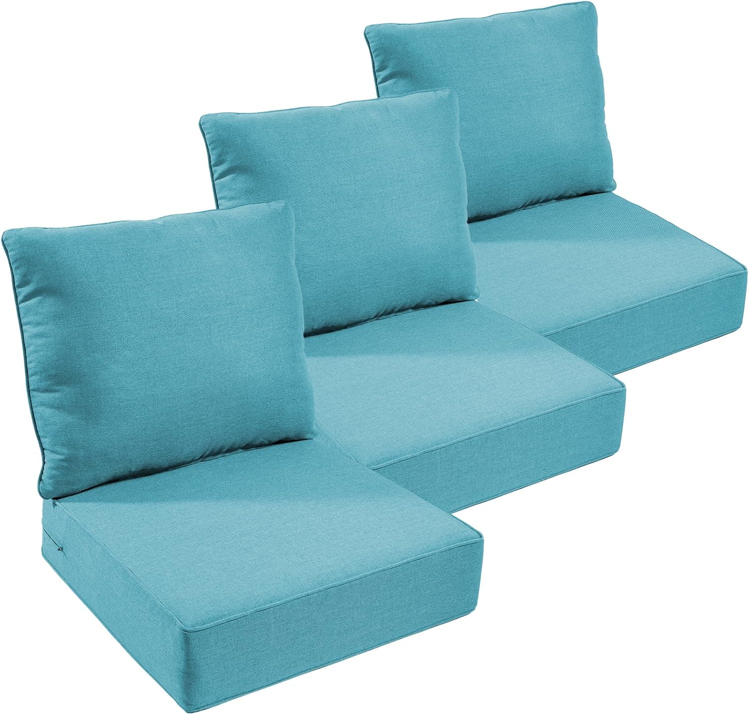 Outdoor Chair Cushions Set of 3, Waterproof 24x24 Patio Chair Cushion, 6" Thickened Seat Cushion for Outdoor Furniture, Couch Cushion Replacement, Include 3 Back & 3 Seat Cushions, Thick/Beige