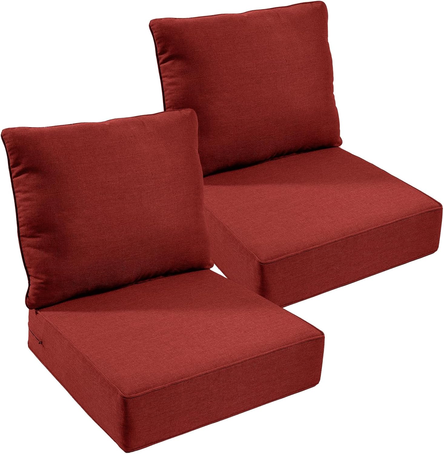 Outdoor Chair Cushions Set of 3, Waterproof 24x24 Patio Chair Cushion, 6" Thickened Seat Cushion for Outdoor Furniture, Couch Cushion Replacement, Include 3 Back & 3 Seat Cushions, Thick/Beige