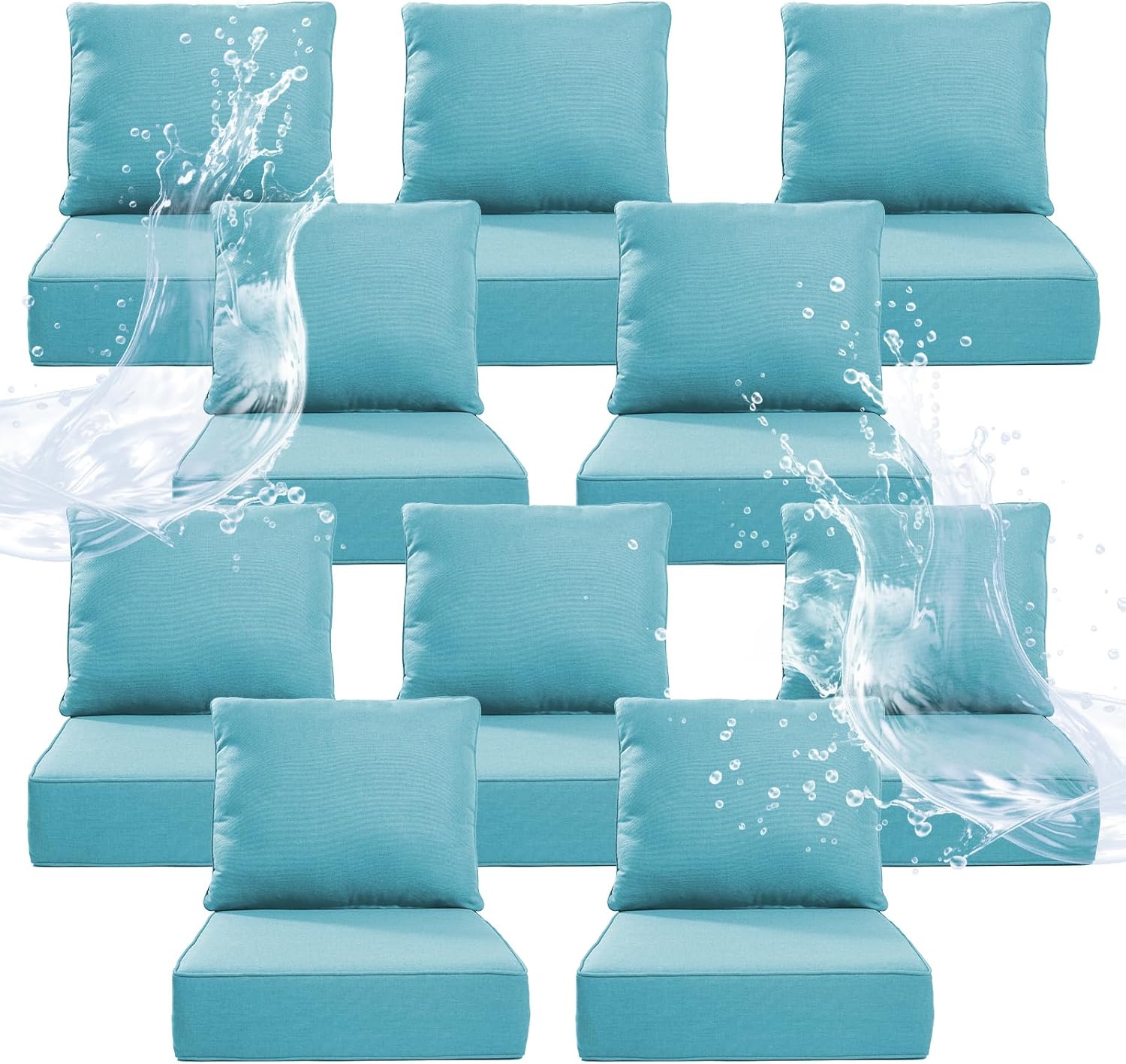 6" Thicker Outdoor Chair Cushion 2 Sets - 24" *24" *6" Waterproof Patio Furniture Cushions with Removable Cover, 28D High Density Sponge Filling Thicken Outdoor Patio Cushions - Beige