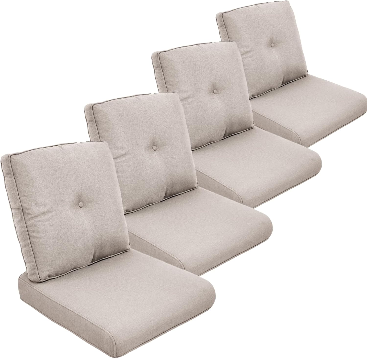 Outdoor Chair Cushions Set of 3, Waterproof 24x24 Patio Chair Cushion, 6" Thickened Seat Cushion for Outdoor Furniture, Couch Cushion Replacement, Include 3 Back & 3 Seat Cushions, Thick/Beige