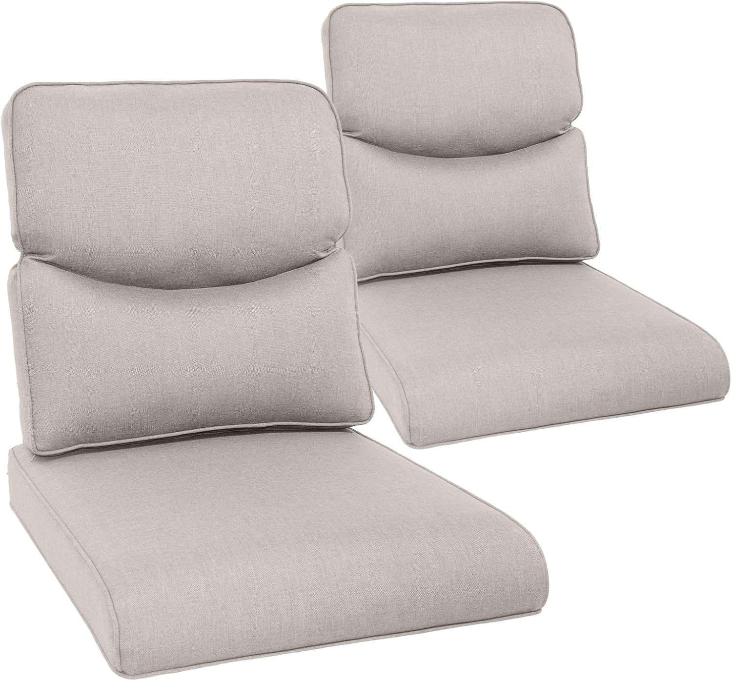 Outdoor Chair Cushions Set of 3, Waterproof 24x24 Patio Chair Cushion, 6" Thickened Seat Cushion for Outdoor Furniture, Couch Cushion Replacement, Include 3 Back & 3 Seat Cushions, Thick/Beige