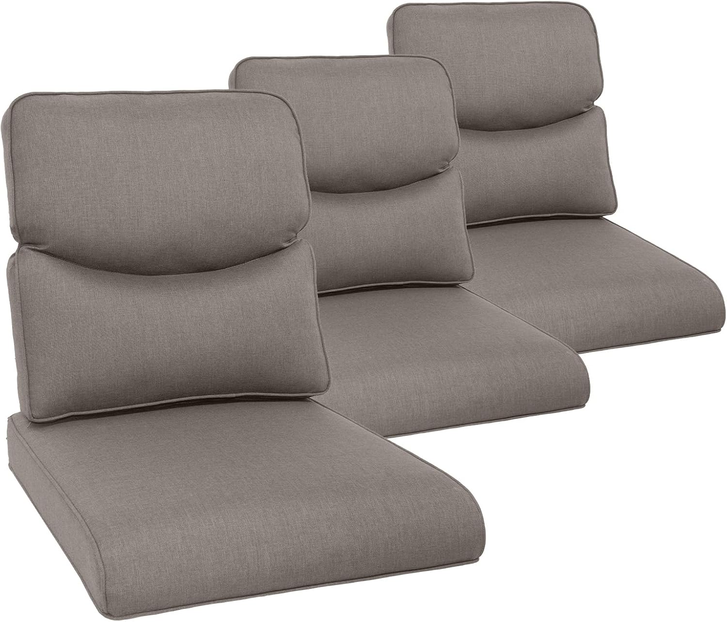 Outdoor Chair Cushions Set of 3, Waterproof 24x24 Patio Chair Cushion, 6" Thickened Seat Cushion for Outdoor Furniture, Couch Cushion Replacement, Include 3 Back & 3 Seat Cushions, Thick/Beige