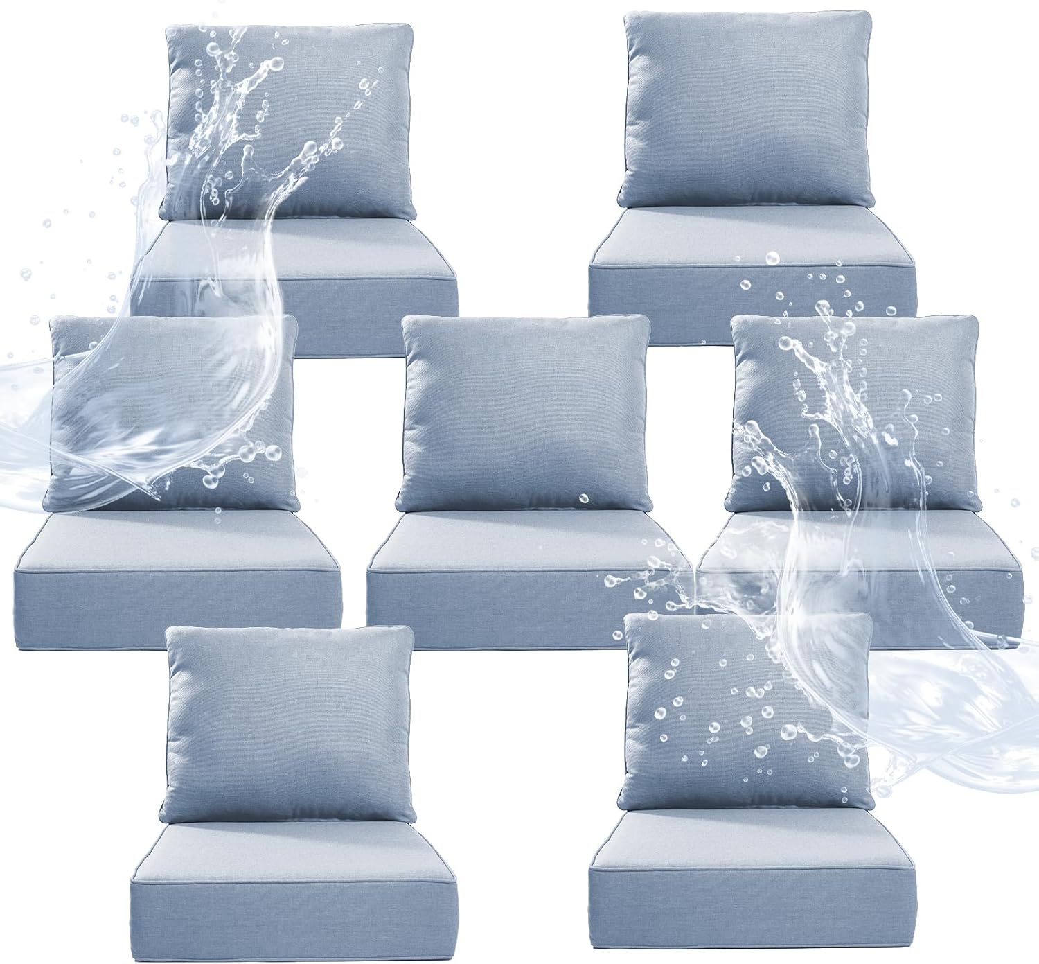 6" Thicker Outdoor Chair Cushion 5 Sets - 24" *24" *6" Waterproof Patio Furniture Cushions with Removable Cover, 28D High Density Sponge Filling Thicken Outdoor Patio Cushions - Beige