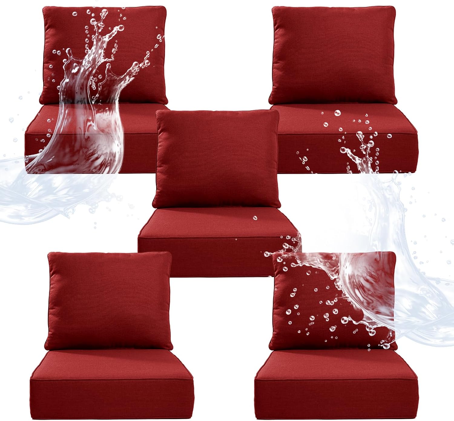 6" Thicker Outdoor Chair Cushion 2 Sets - 24" *24" *6" Waterproof Patio Furniture Cushions with Removable Cover, 28D High Density Sponge Filling Thicken Outdoor Patio Cushions - Beige