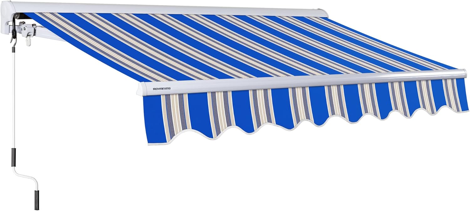 ADVANING 16'x10' Motorized Patio Retractable Awning | Luxury Series | Premium Quality, 100% Solution-Dyed European Acrylic UV Sun Shade, Color: Garden Green Stripes, EA1610-A808H2